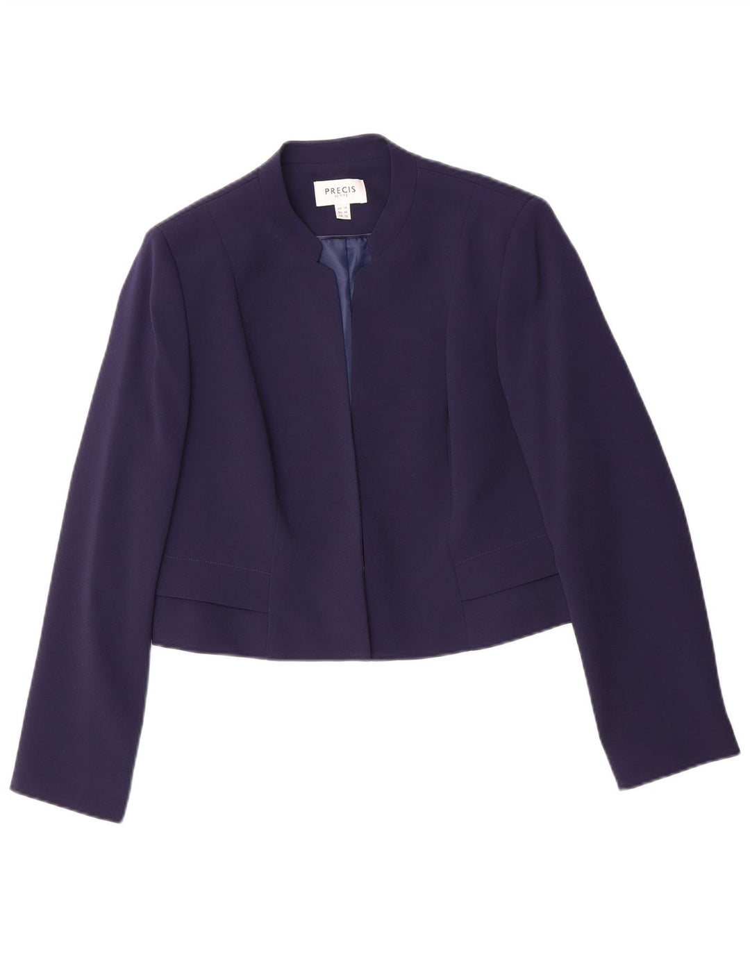Jaqueta Blazer Feminina PRECIS Crop Open UK 14 Poliéster Azul Marinho Médio