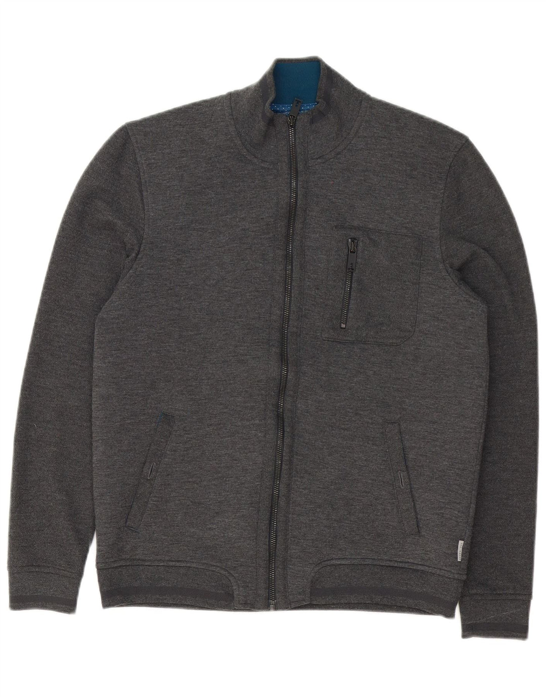 Ted Baker Mens Treino Top Jaqueta Tamanho 3 Poliéster Cinza Médio