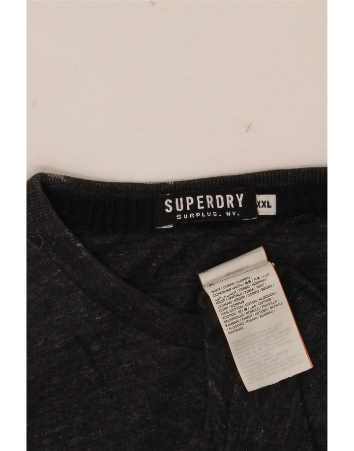 SUPERDRY Top masculino de manga comprida 2XL algodão manchado cinza