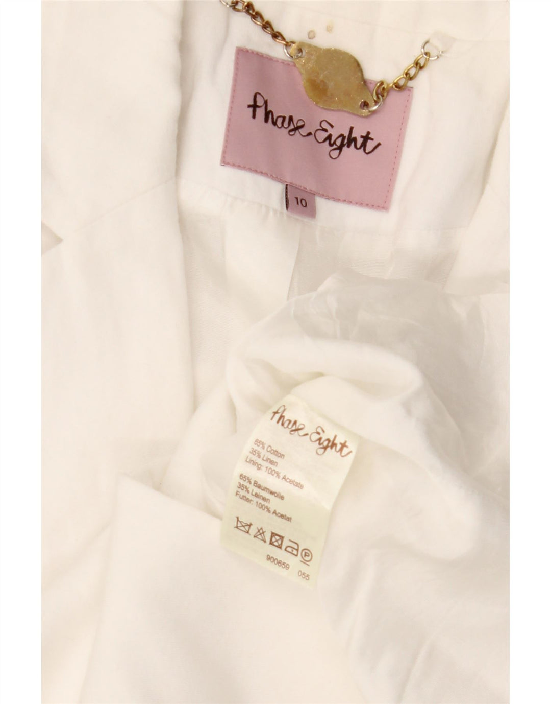 Jaqueta Bolero feminina FASE EIGHT manga 3/4 com 1 botão Reino Unido 10 pequena branca