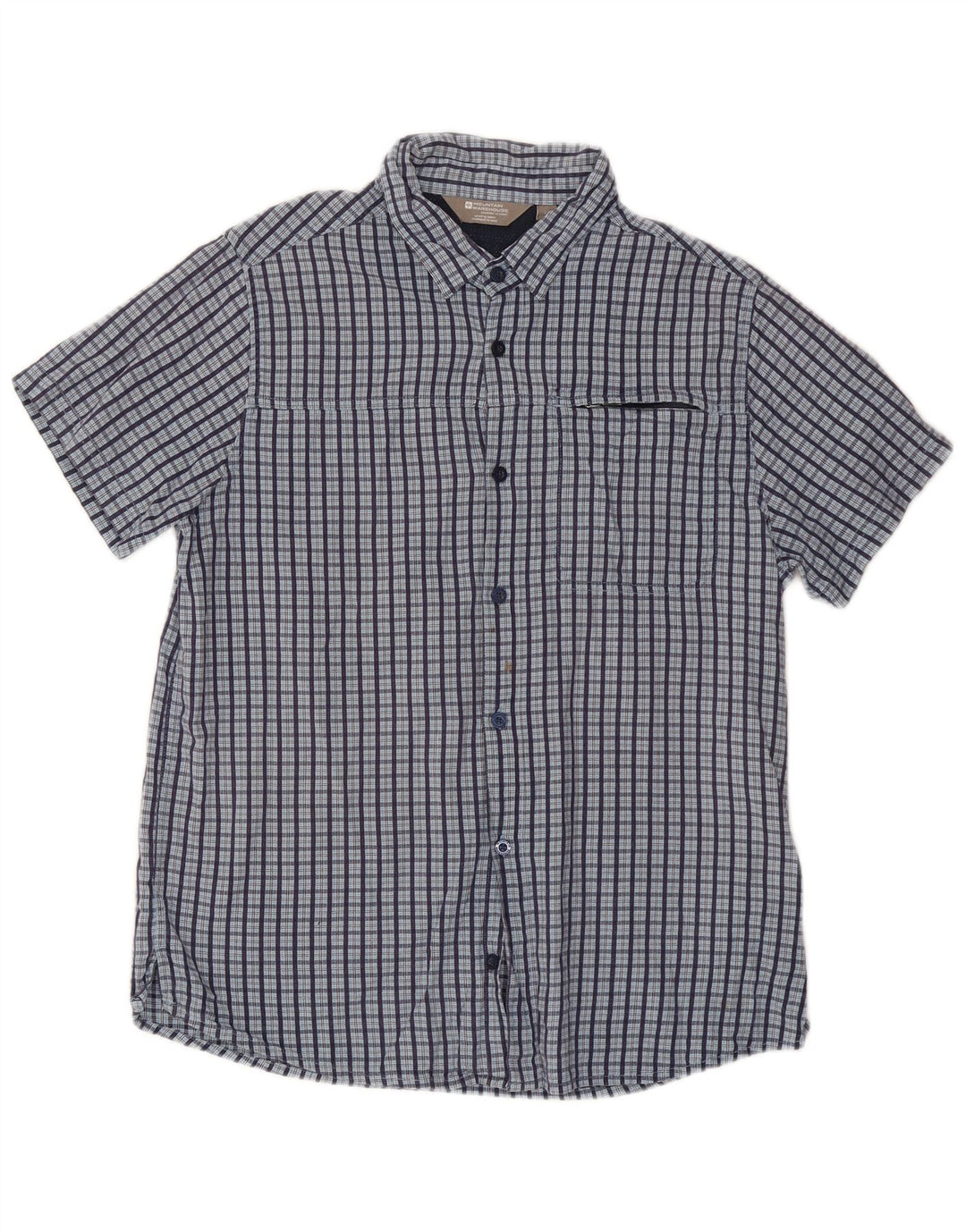 Camisa masculina de manga curta Mountain Warehouse xadrez azul grande