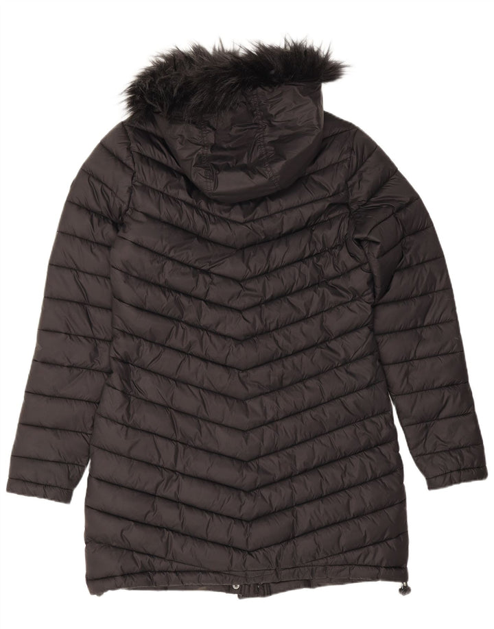 Casaco acolchoado com capuz feminino Superdry UK 14 médio preto nylon