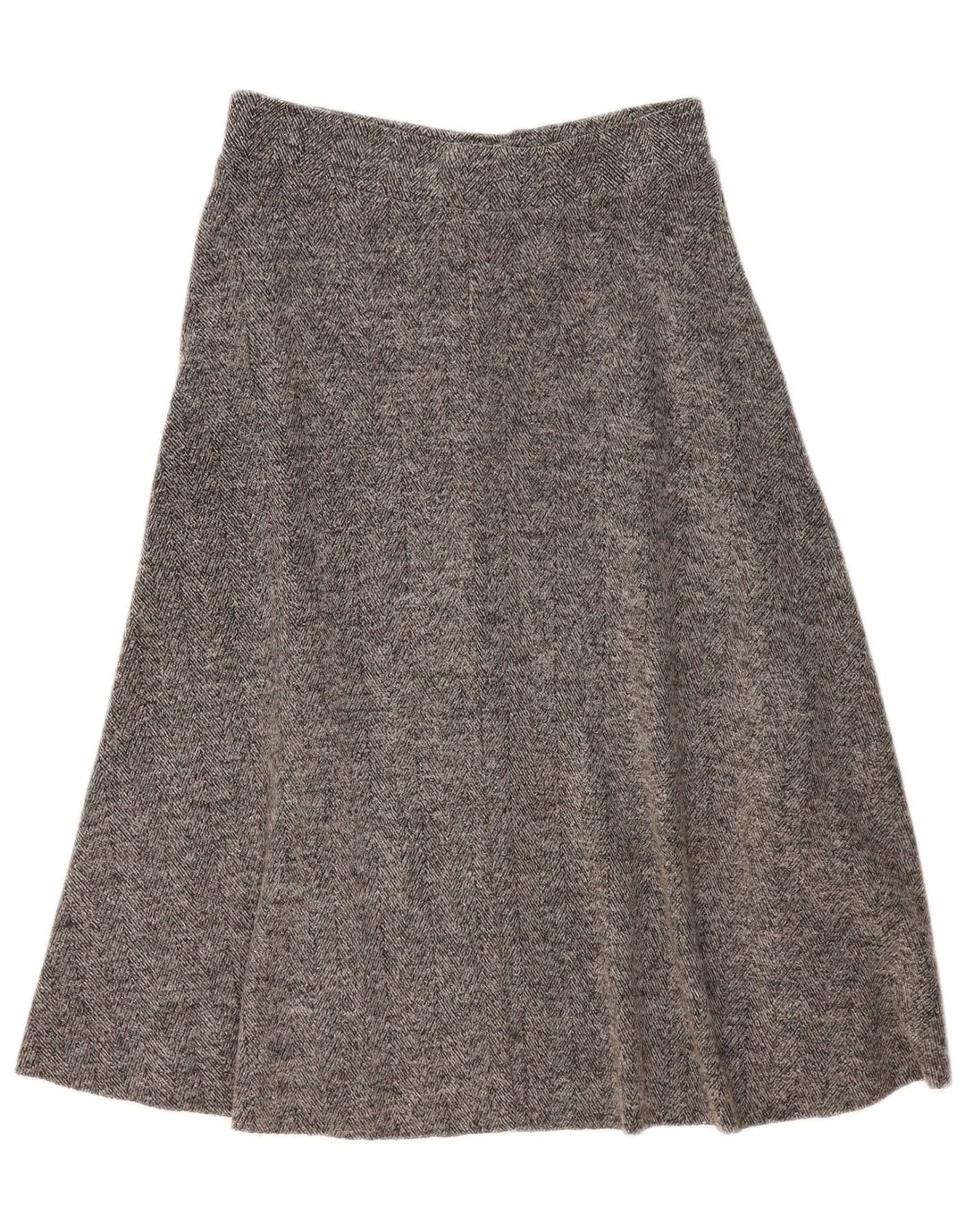 Saia feminina Zara Midi A-Line grande W32 espinha de peixe cinza