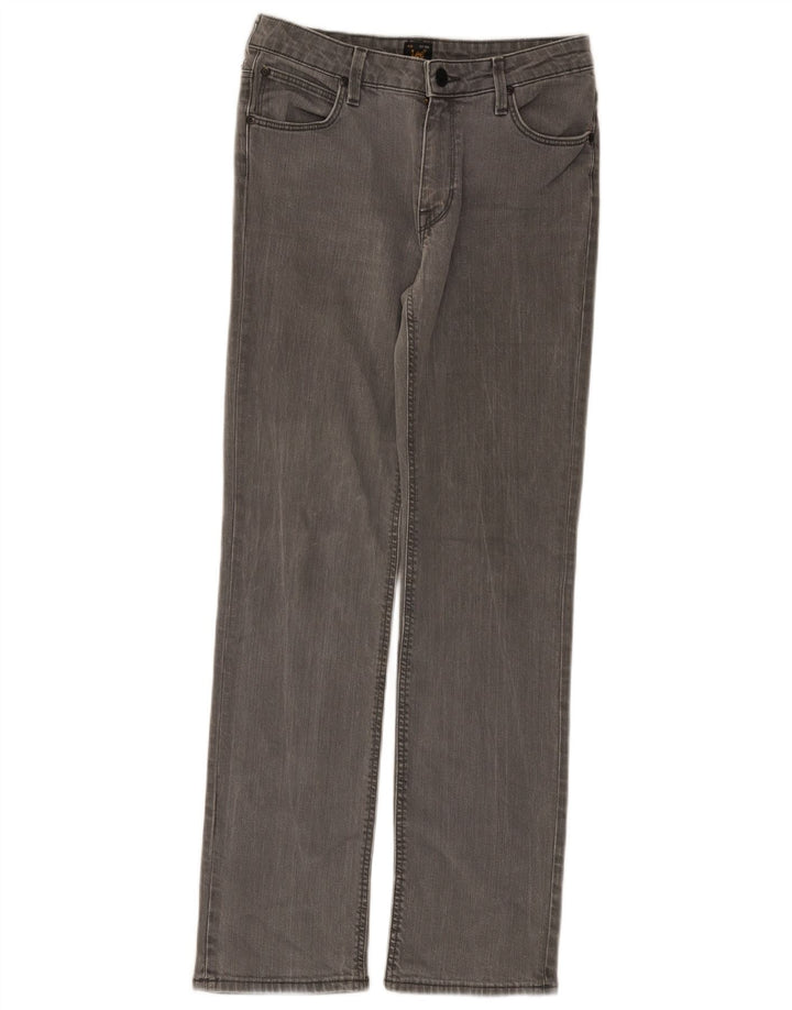 Lee Womens Marion Straight Jeans W28 L31 Algodão Cinza