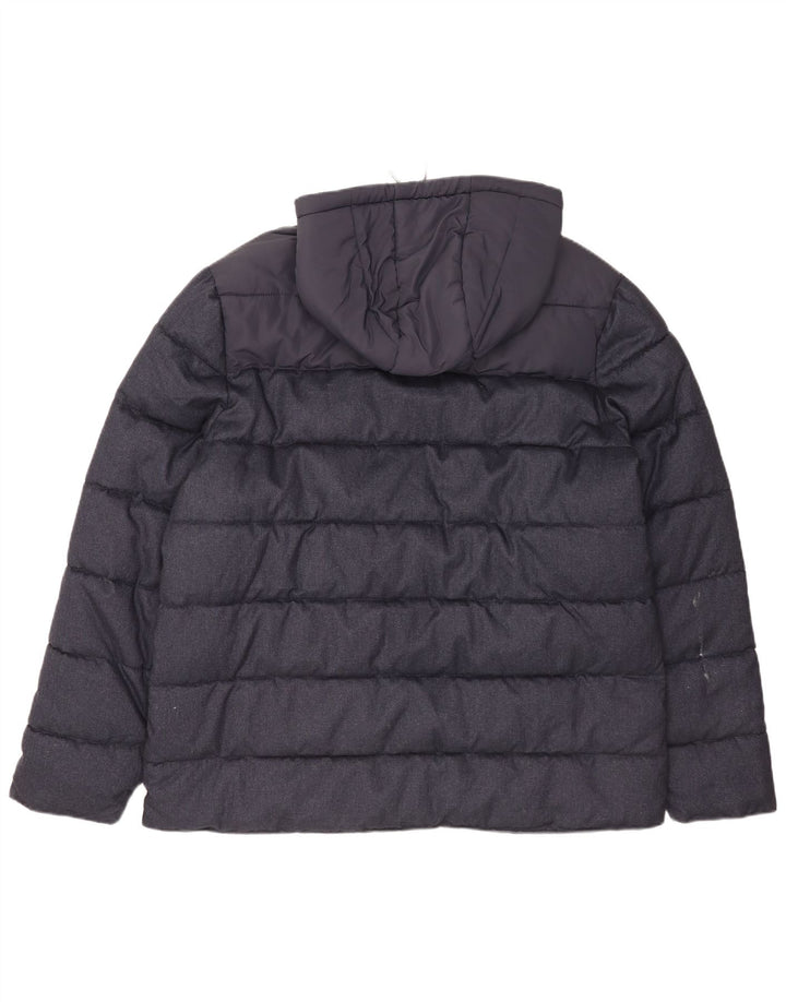 Jaqueta acolchoada com capuz masculina Weird Fish UK 44 2XL poliéster azul marinho