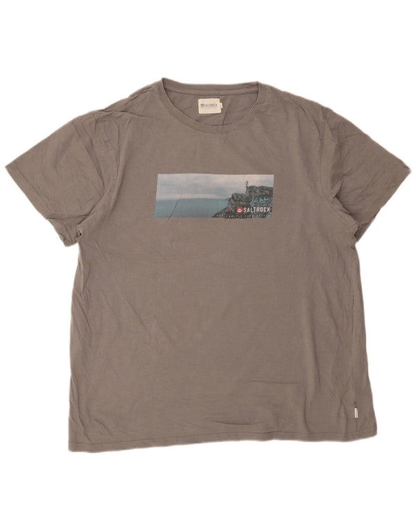 Camiseta gráfica masculina Saltrock Top 2XL algodão cinza