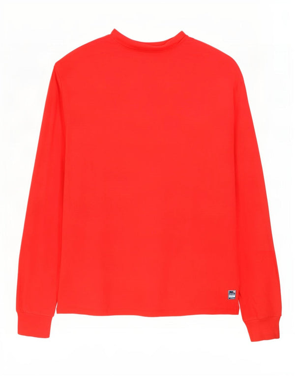 Champion Mens Top Manga Longa Grande Algodão Vermelho