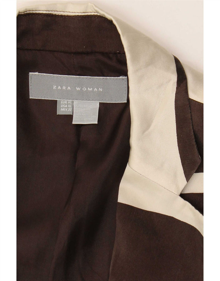Jaqueta blazer feminina Zara com 1 botão Reino Unido 18 XL marrom colorblock