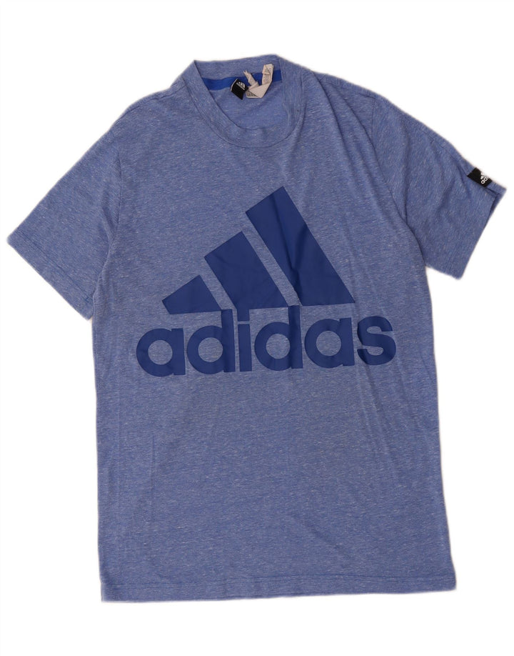 Adidas Mens Graphic T-Shirt Top Médio Poliéster Salpicado Azul