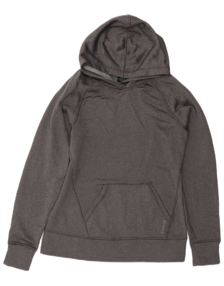 Jumper com capuz feminino REEBOK UK 10 pequeno poliéster cinza