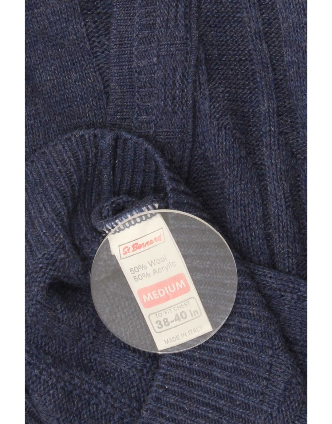 St. Suéter cardigã masculino Bernard tamanho 38/40 lã azul marinho médio