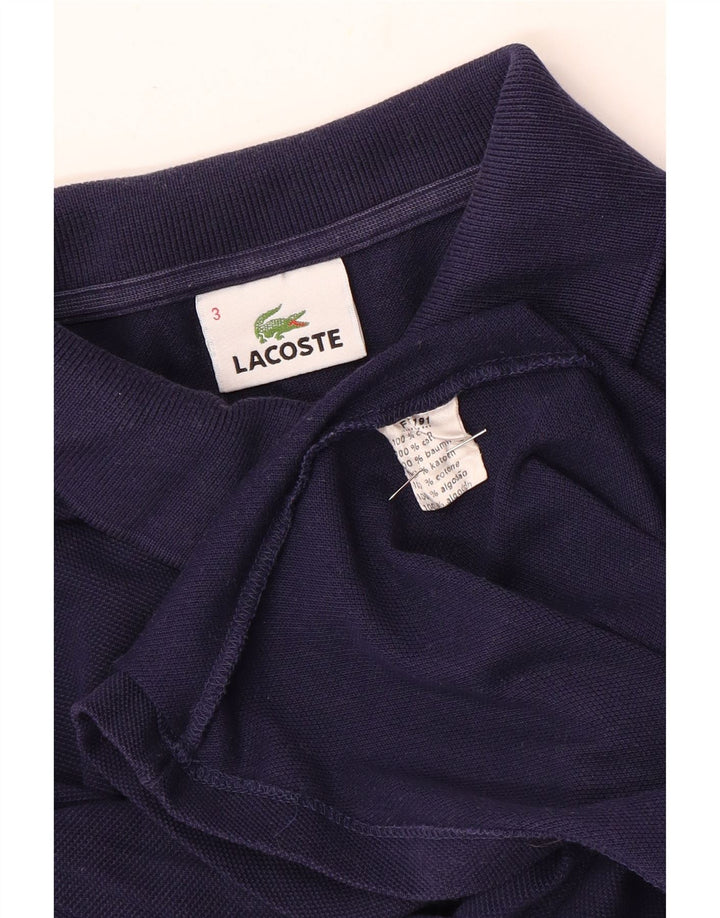 Camisa polo masculina Lacoste tamanho 3 pequeno algodão azul marinho