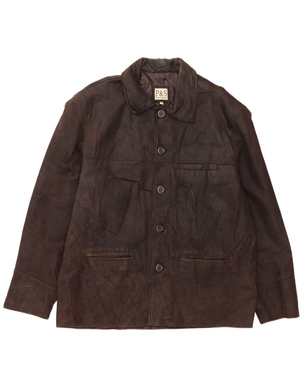 VINTAGE Mens Leather Jacket UK 42 XL Brown Leather