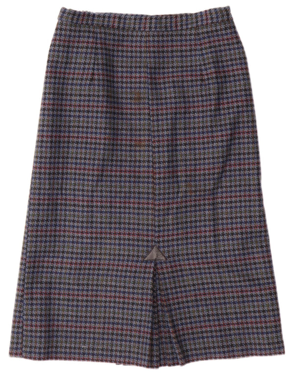 Vintage Womens Pencil Skirt UK 14 Medium W28 Blue Houndstooth