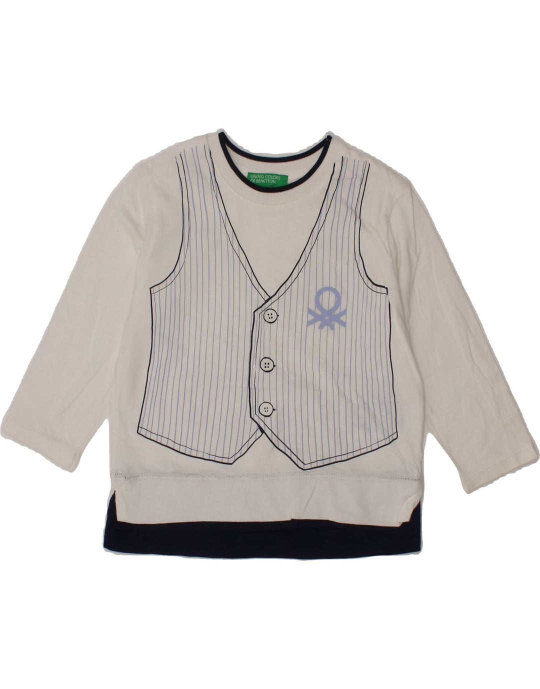 BENETTON Baby Boys Graphic Sweatshirt Jumper 12-18 Months White Cotton Vintage Benetton and Second-Hand Benetton from Messina Hembry 
