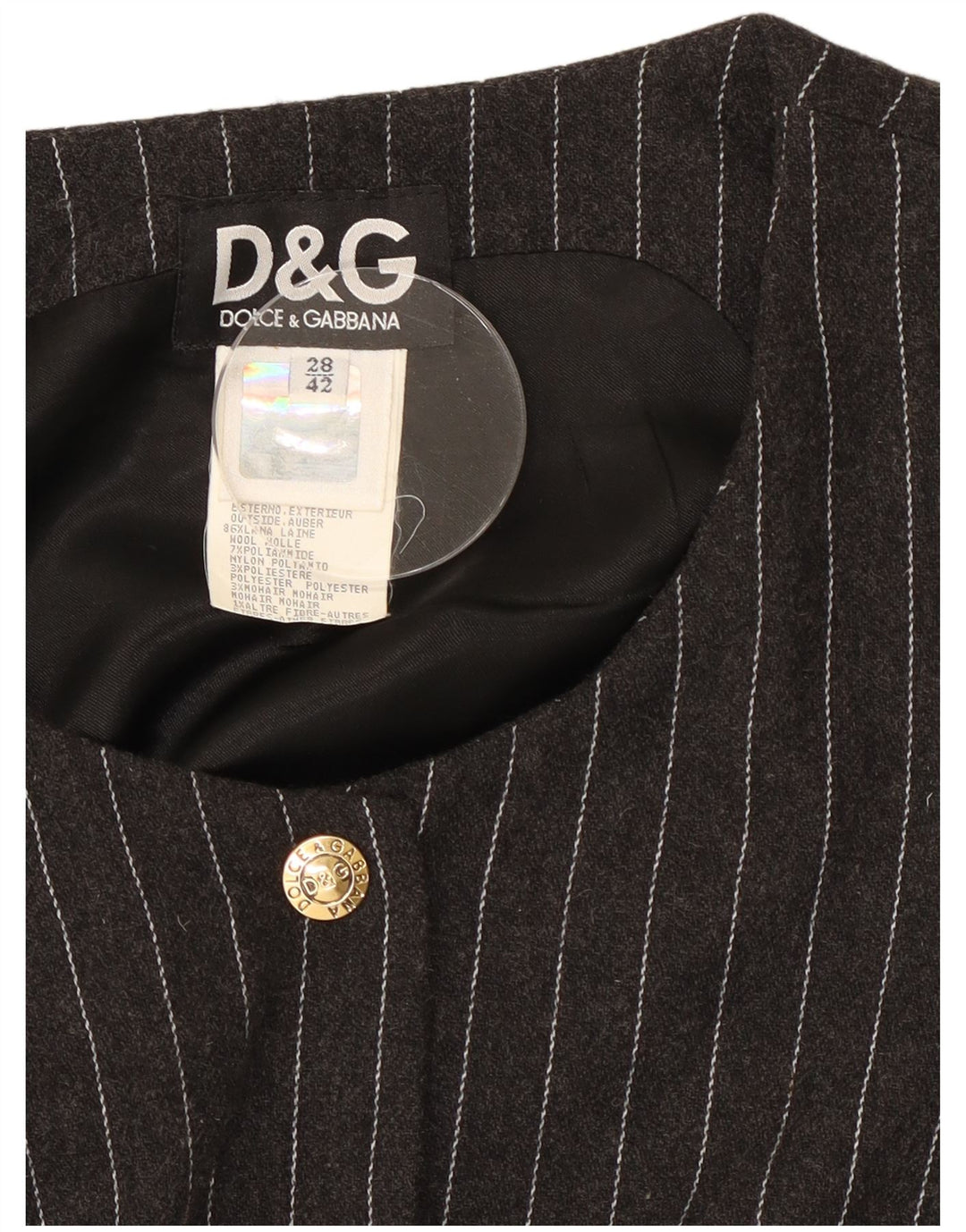 Vestido maxi feminino Dolce & Gabbana manga comprida IT 42 risca de giz cinza médio