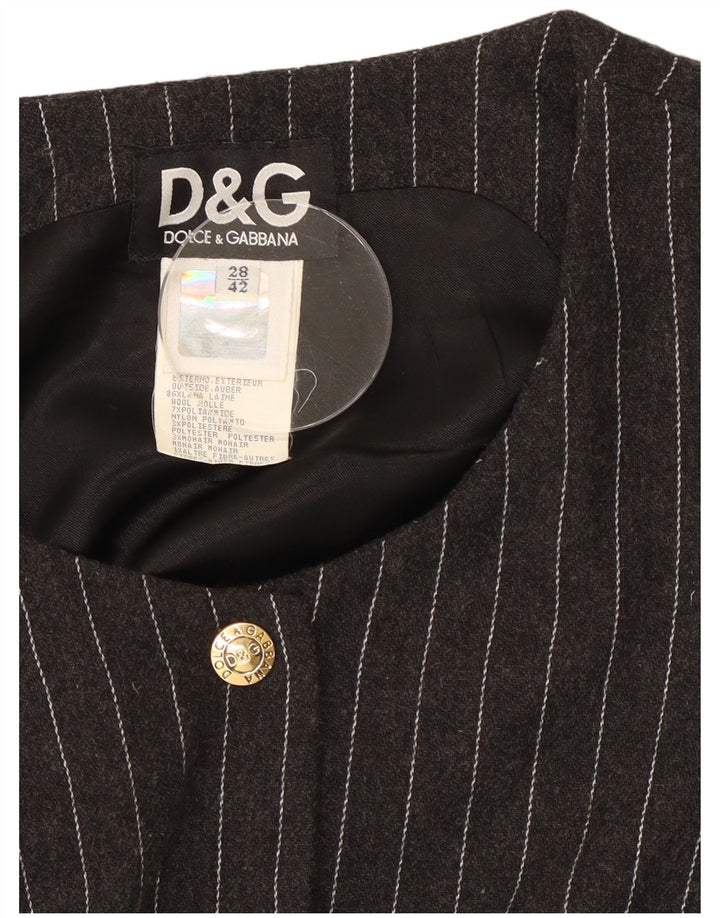 Vestido maxi feminino Dolce & Gabbana manga comprida IT 42 risca de giz cinza médio