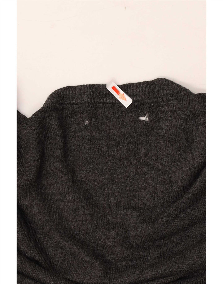 Suéter masculino Marks & Spencer com decote em V grande acrílico cinza