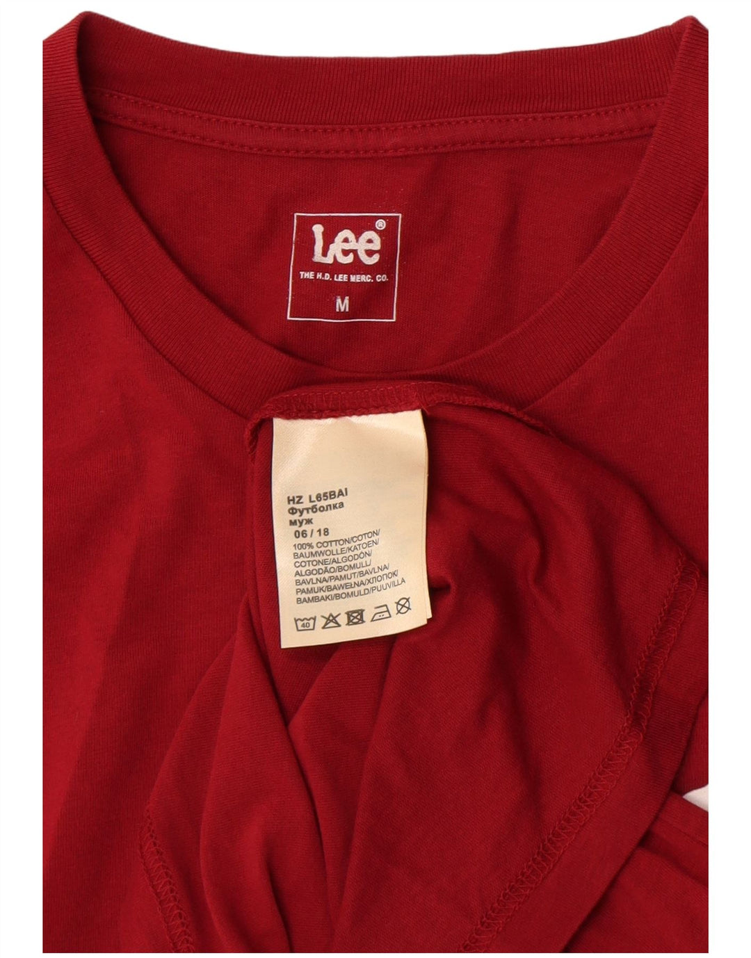 Lee Mens Graphic Top Manga Longa Médio Algodão Borgonha