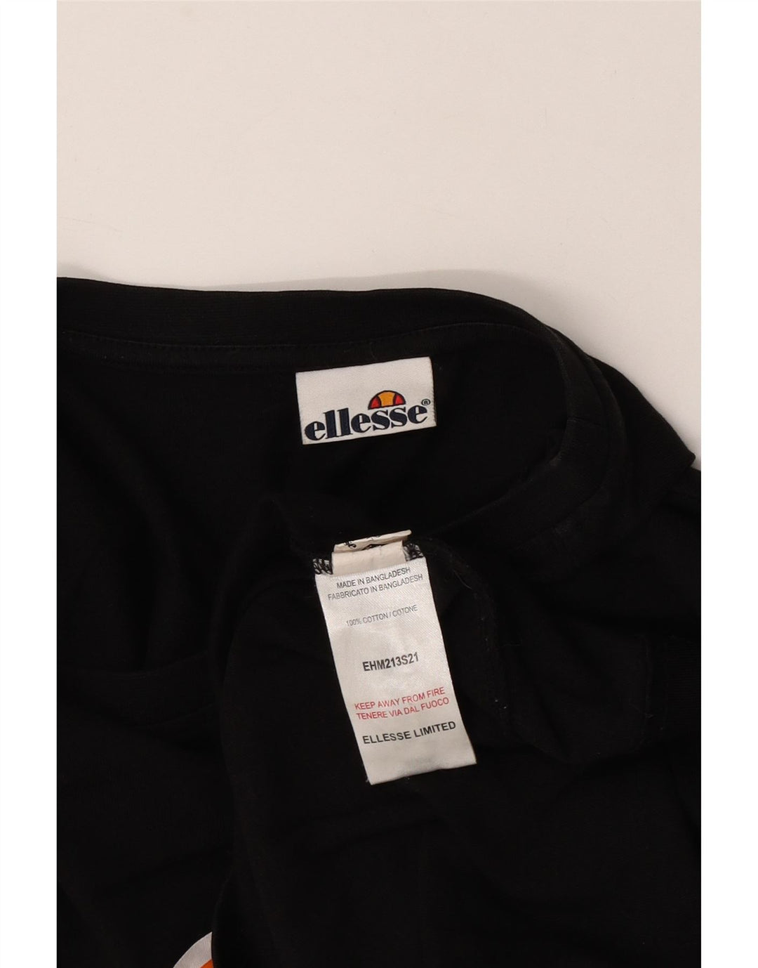 Ellesse Camiseta masculina gráfica top médio preto colorblock algodão