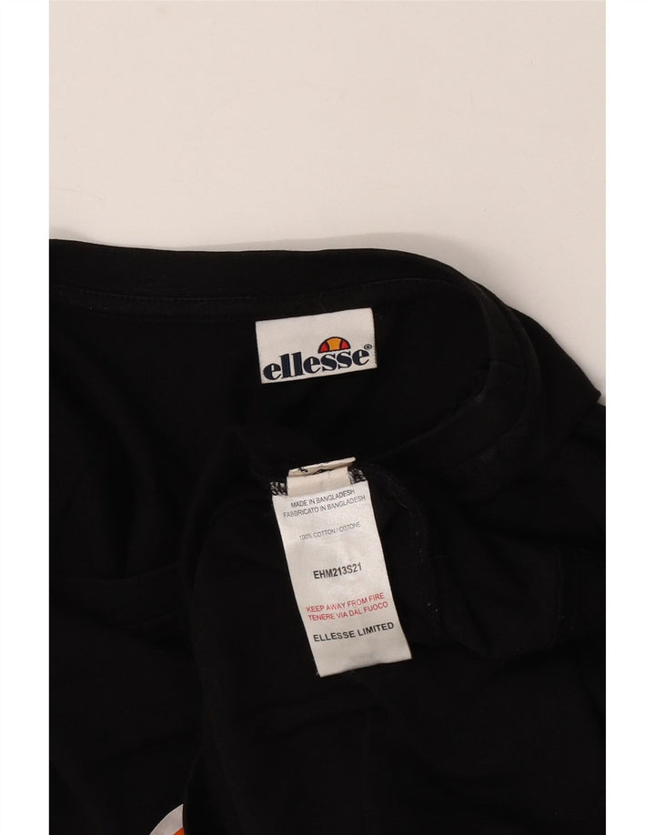 Ellesse Camiseta masculina gráfica top médio preto colorblock algodão