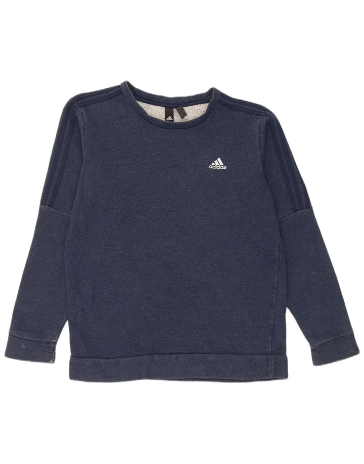 Adidas Mens Moletom Jumper Médio Azul Marinho Algodão