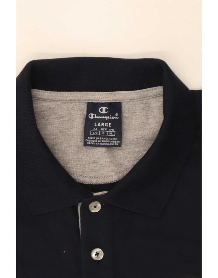 Camisa pólo gráfica masculina Champion grande preta