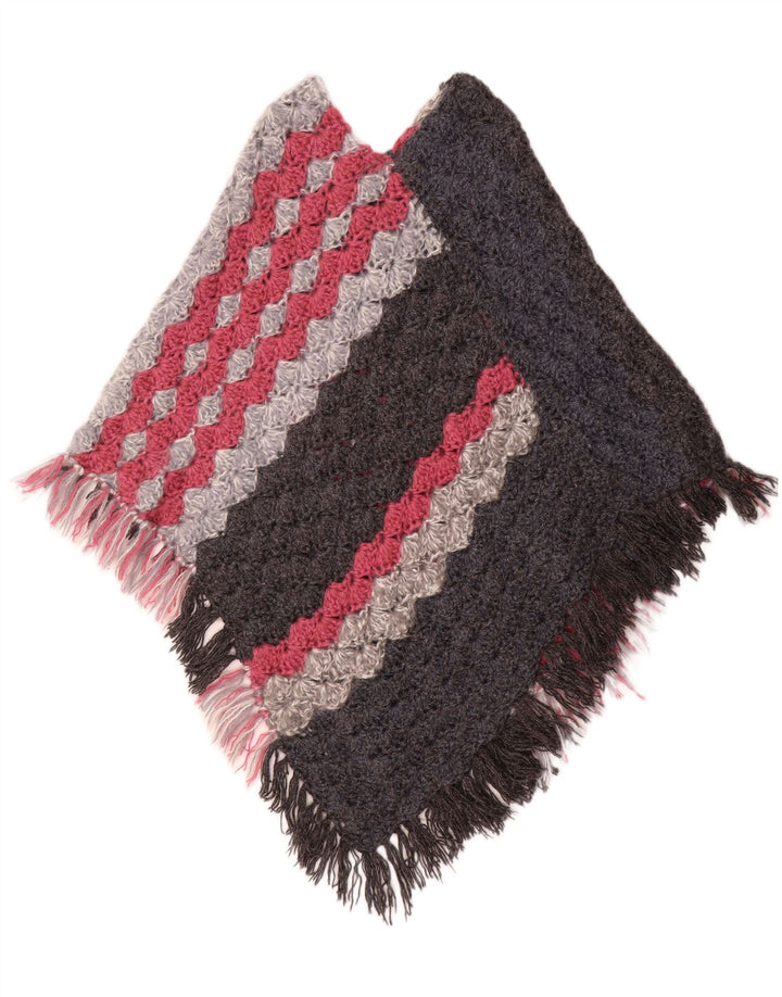 Poncho Jumper feminino vintage tamanho único listrado multicolorido
