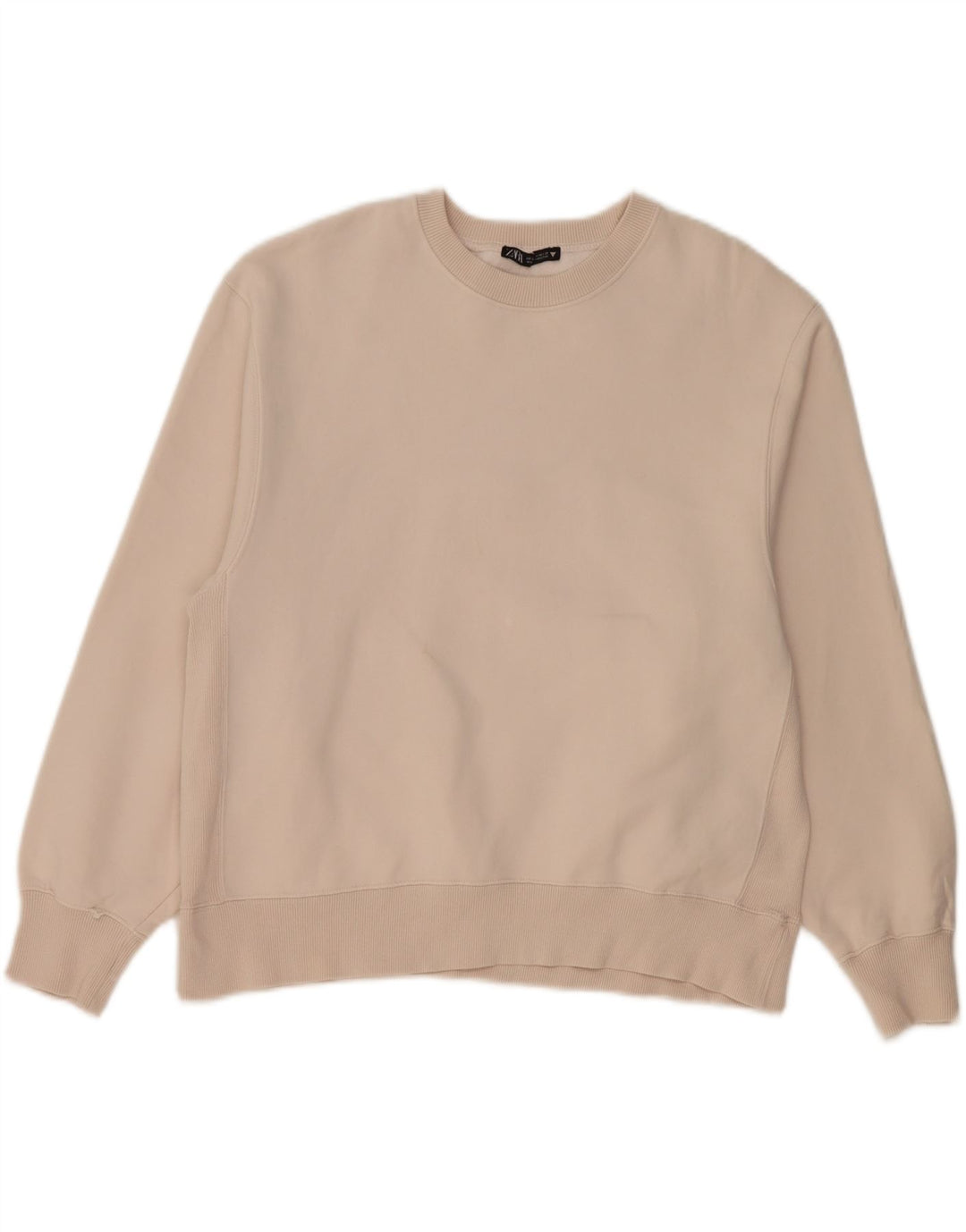 ZARA moletom feminino oversized jumper UK 14 algodão bege médio