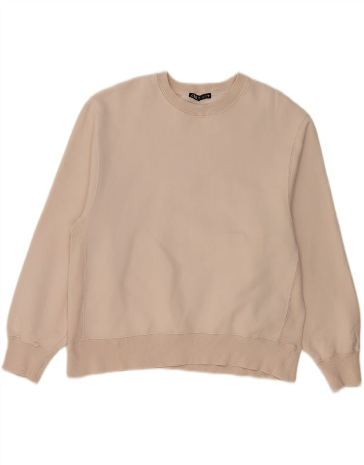 ZARA moletom feminino oversized jumper UK 14 algodão bege médio