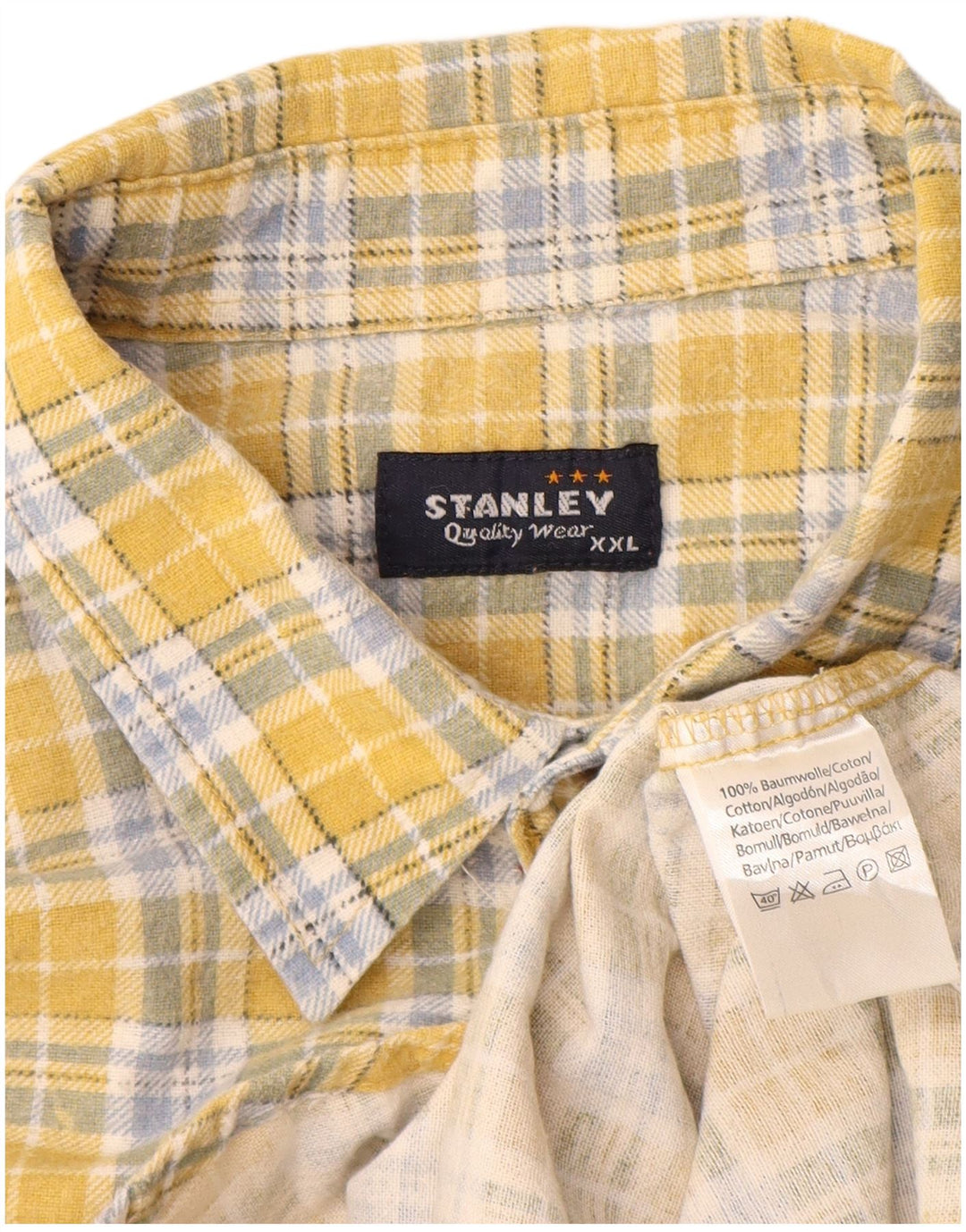 Camisa masculina de flanela Stanley 2XL algodão xadrez amarelo