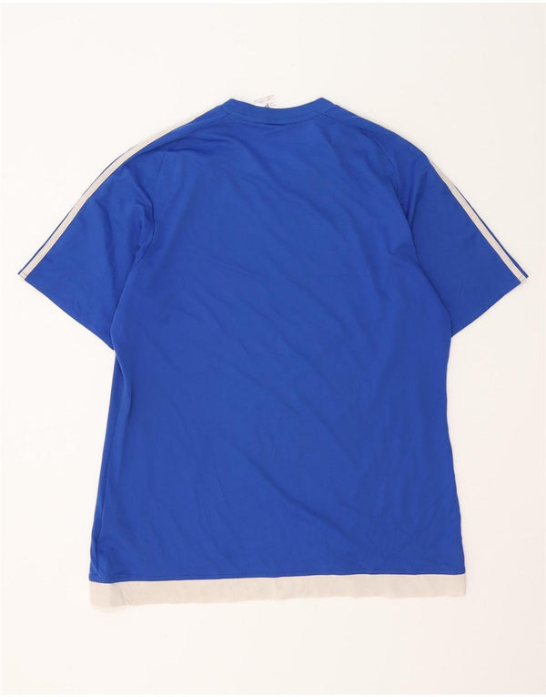 ADIDAS Mens Climalite Camiseta Top Grande Azul Colorblock Poliéster