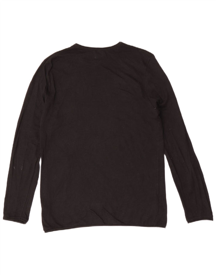 Zara Top masculino manga comprida grande algodão preto
