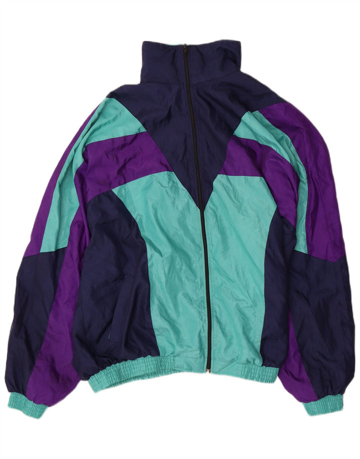 Jaqueta superior de agasalho masculino vintage grande poliamida colorblock multicolorida