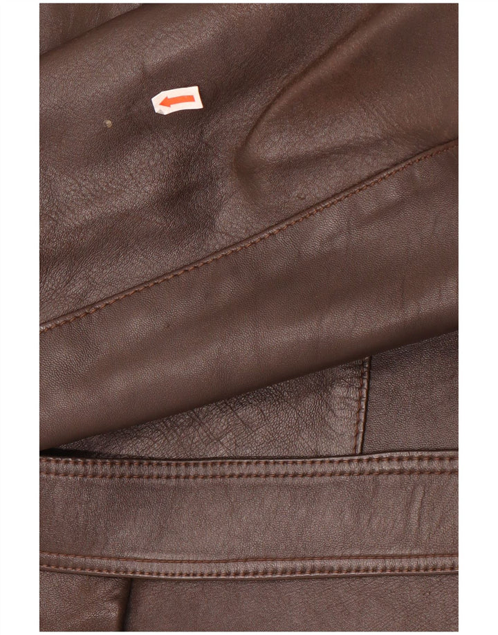 Jaqueta de couro militar masculina vintage UK 36 pequena marrom