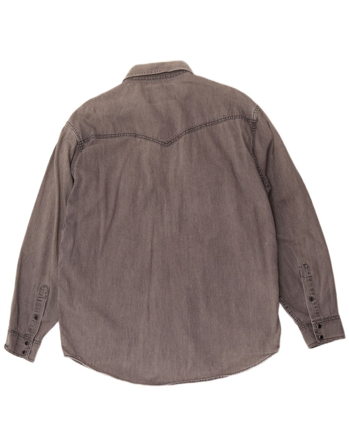 Camisa jeans masculina Wrangler grande algodão cinza