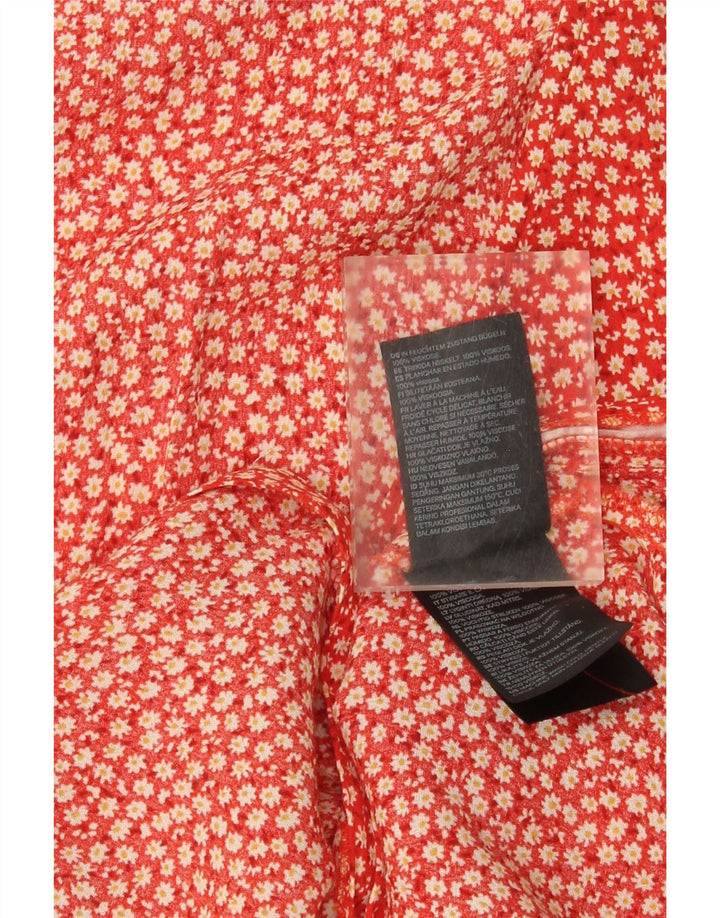 Vestido maxi feminino vintage EU 40 viscose floral vermelha média