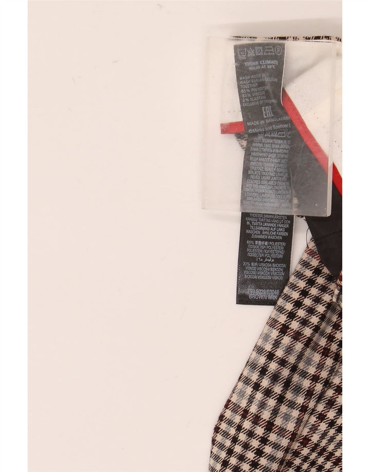 Calça Chino Feminina Marks & Spencer Slim Reino Unido 16 Grande W34 L30 Xadrez Marrom