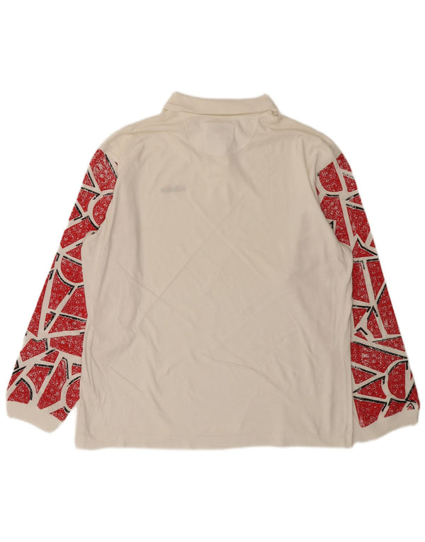 Camisa polo masculina de manga comprida ELLESSE IT 50 algodão geométrico branco médio