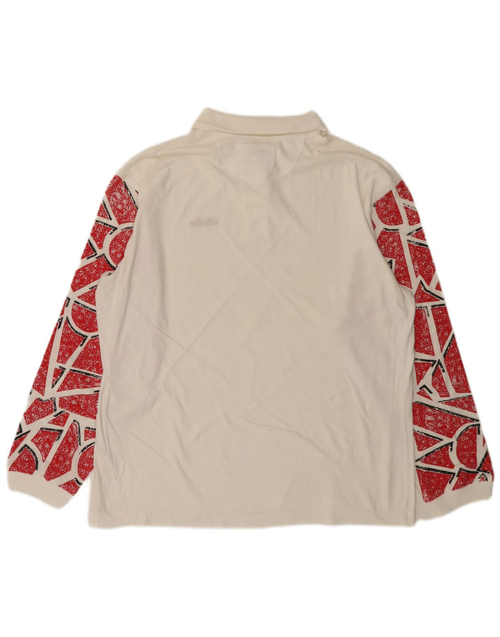Camisa polo masculina de manga comprida ELLESSE IT 50 algodão geométrico branco médio
