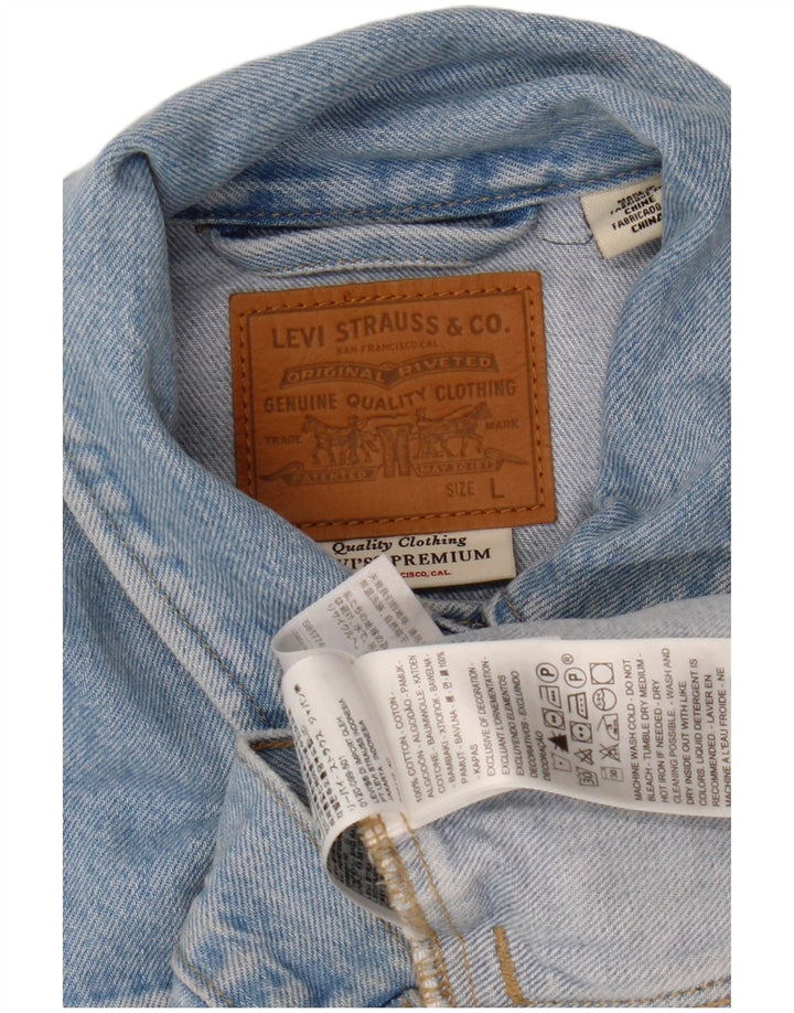 Jaqueta jeans feminina Levi's UK 16 grande algodão floral azul