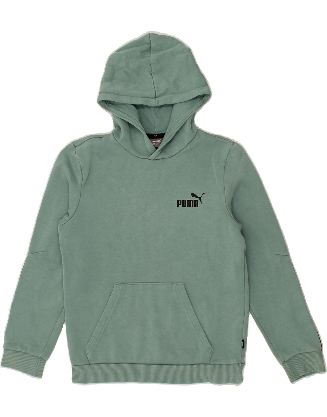 PUMA Boys Graphic Hoodie Jumper 11-12 Years Green Cotton Vintage Puma and Second-Hand Puma from Messina Hembry 