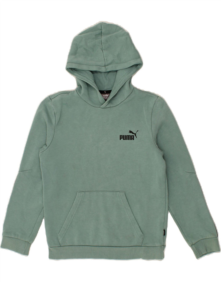 PUMA Boys Graphic Hoodie Jumper 11-12 Years Green Cotton Vintage Puma and Second-Hand Puma from Messina Hembry 