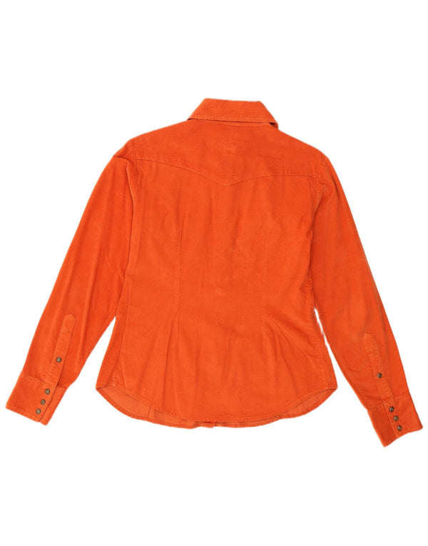 Camisa feminina de manga comprida Marlboro Classics UK 10 pequena laranja clássica