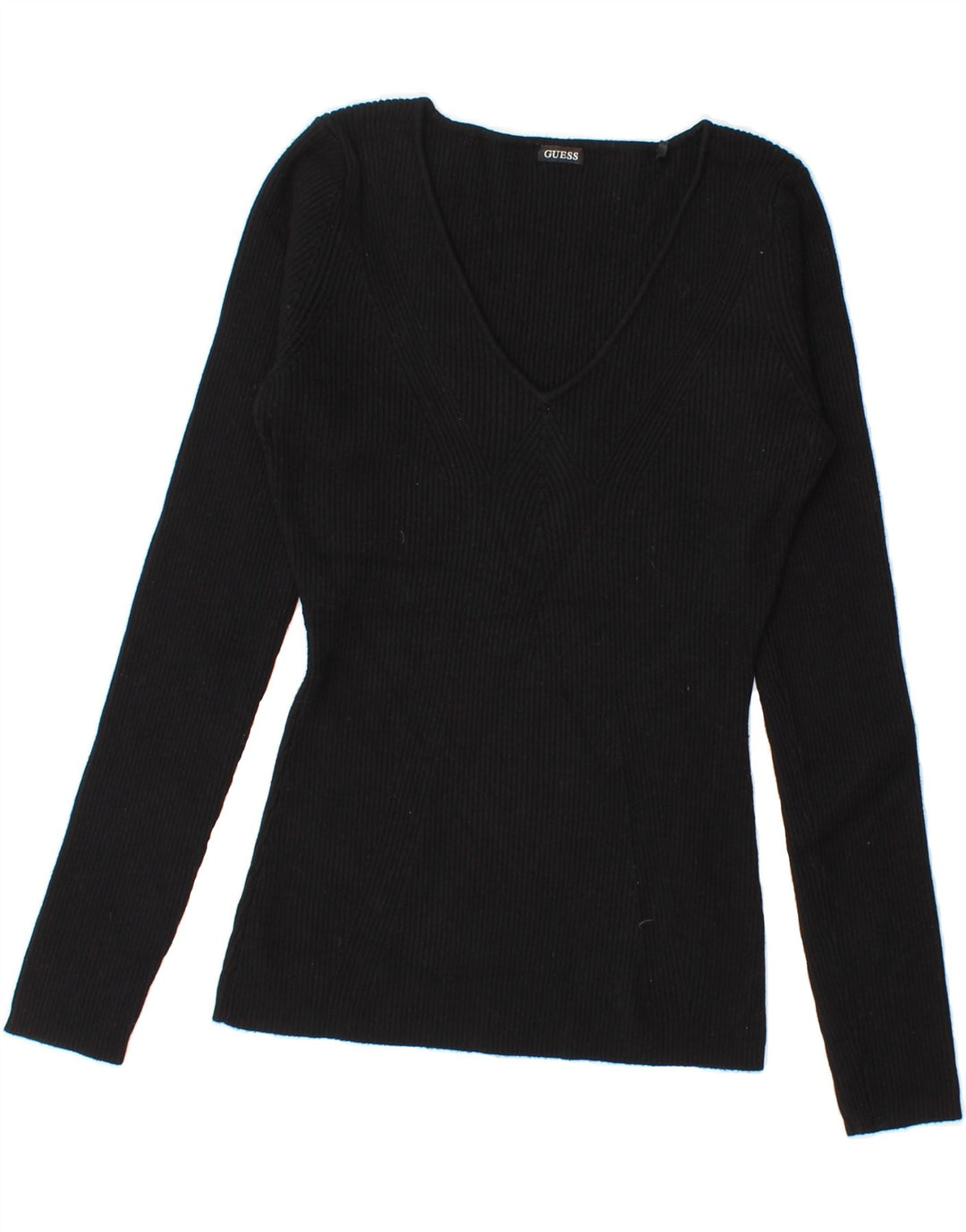 GUESS Womens V-Neck Jumper Sweater UK 18 XL Black Viscose Vintage Guess and Second-Hand Guess from Messina Hembry 