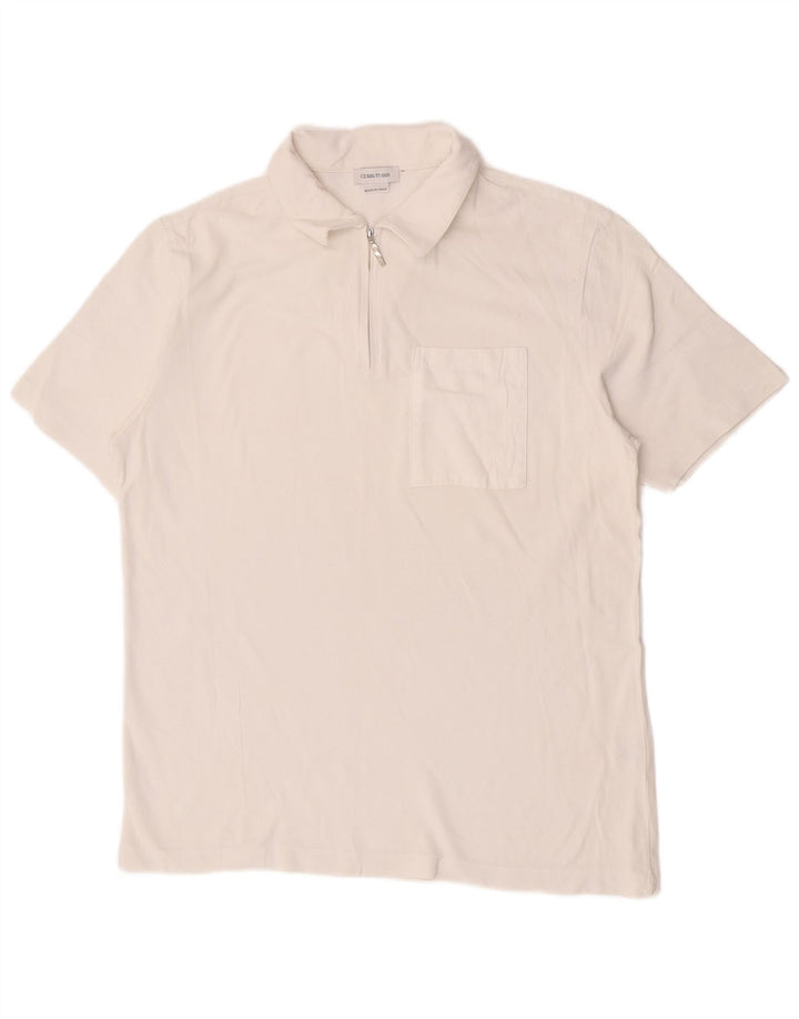 Camisa polo masculina Cerruti 1881 IT 50 algodão branco médio