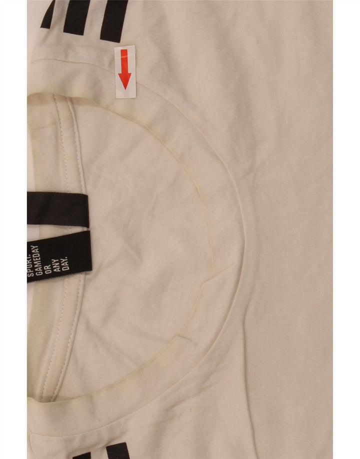 Adidas Mens Camiseta Top Médio Algodão Branco
