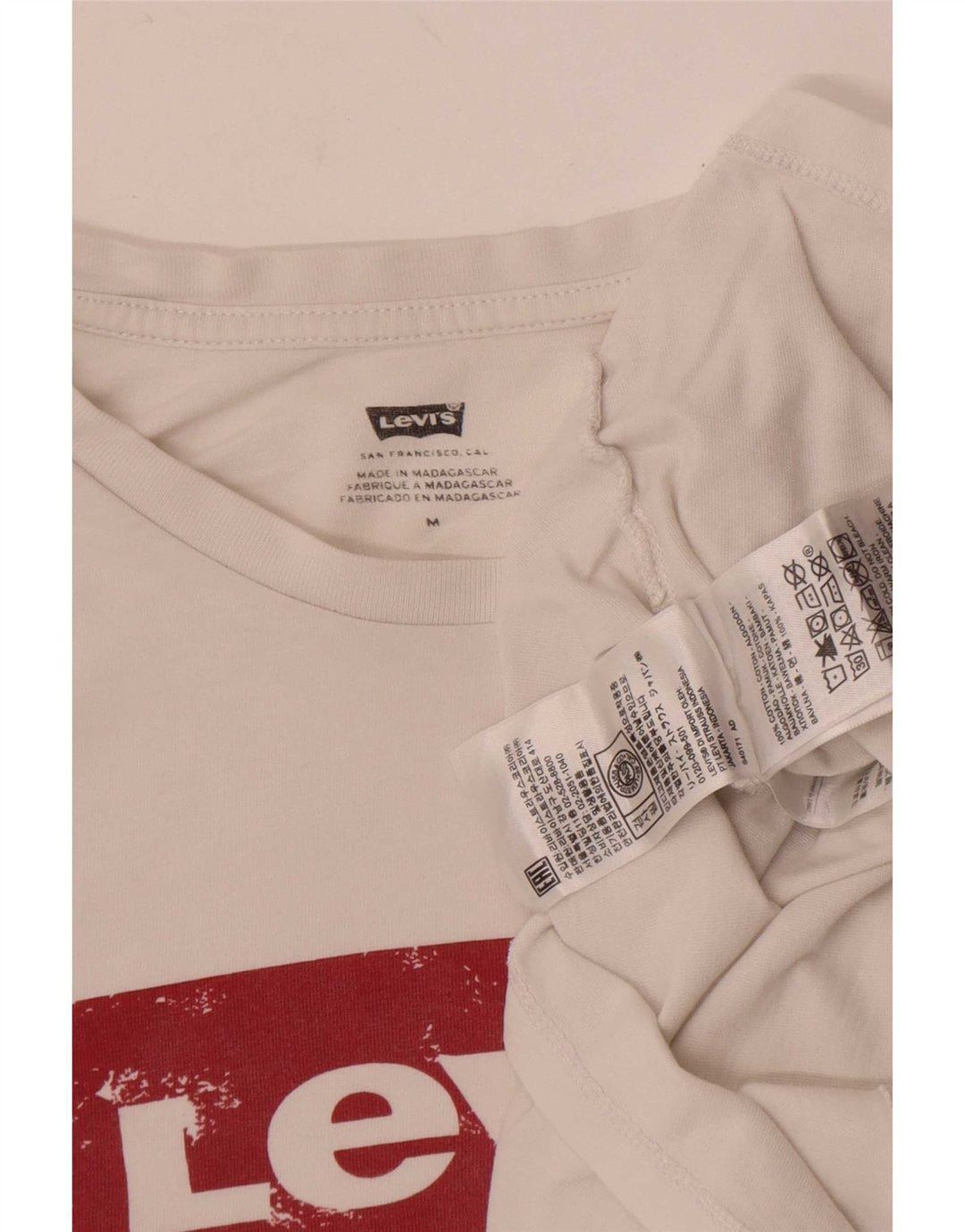 Camiseta feminina gráfica Levi's UK 14 algodão branco médio