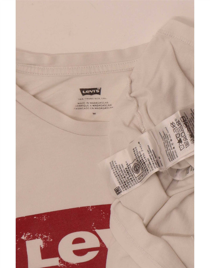 Camiseta feminina gráfica Levi's UK 14 algodão branco médio