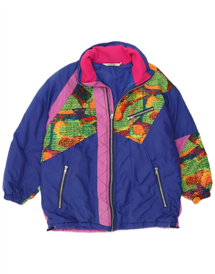 Jaqueta de esqui feminina com capuz Brugi UK 16 grande bloco colorido multicolorido